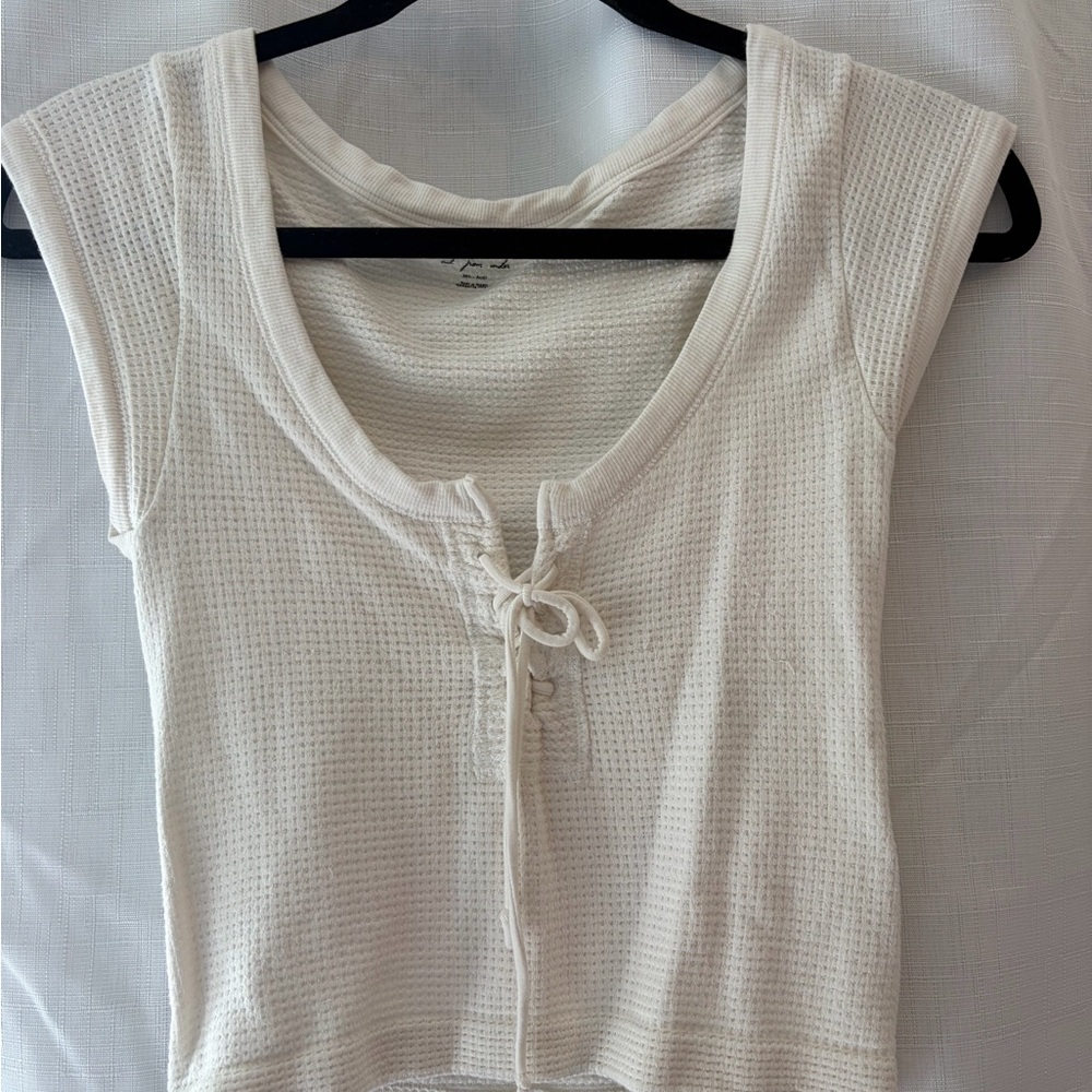 Urban Outfitters Cream Lace-Up Crop Top